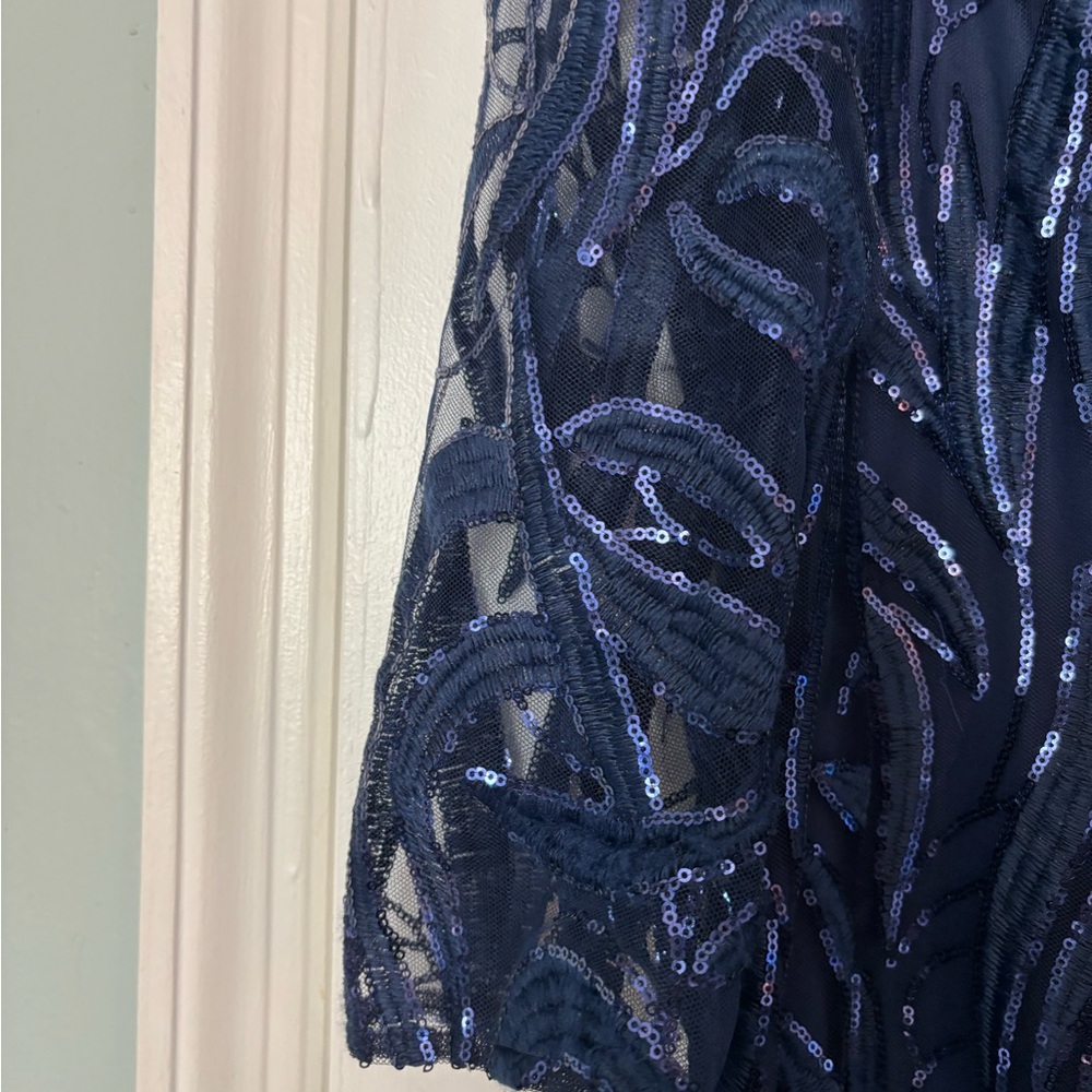 Elegant Navy Blue Sequin Dress - Picture 2 of 6